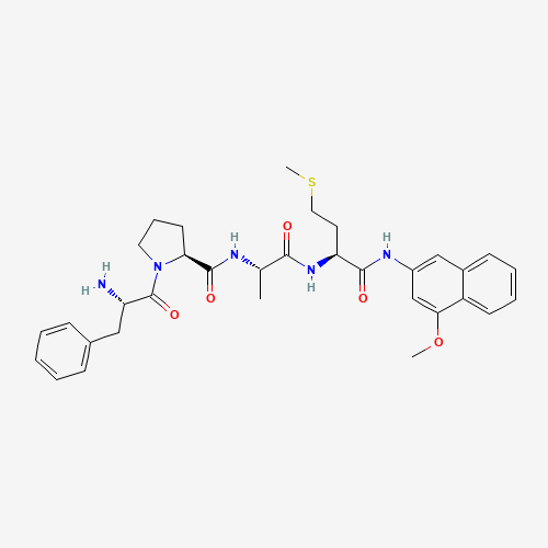 (2S)-1-[(2S)-2-amino-3-phenylpropanoyl]-N-[(2S)-1-[[(2S)-1-[(4-methoxynaphthalen-2-yl)amino]-4-methylsulfanyl-1-oxobutan-2-yl]amino]-1-oxopropan-2-yl]pyrrolidine-2-carboxamide (CAS: 100930-06-1) - Chemical Structure and Molecular Formula 