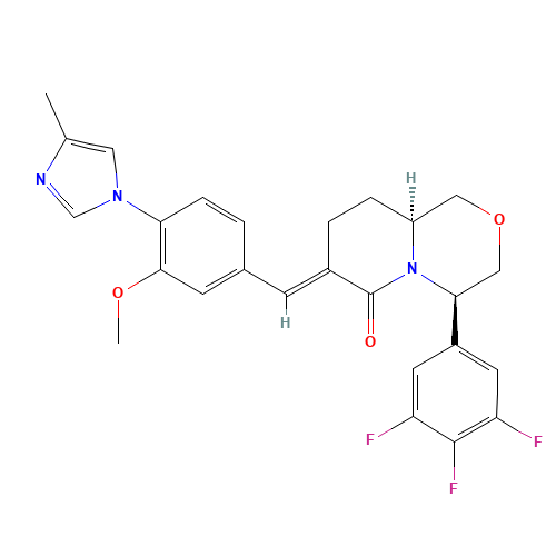 (4R,7E,9aS)-7-[[3-methoxy-4-(4-methylimidazol-1-yl)phenyl]methylidene]-4-(3,4,5-trifluorophenyl)-1,3,4,8,9,9a-hexahydropyrido[2,1-c][1,4]oxazin-6-one (CAS: 937812-80-1) - Related Chemical Product