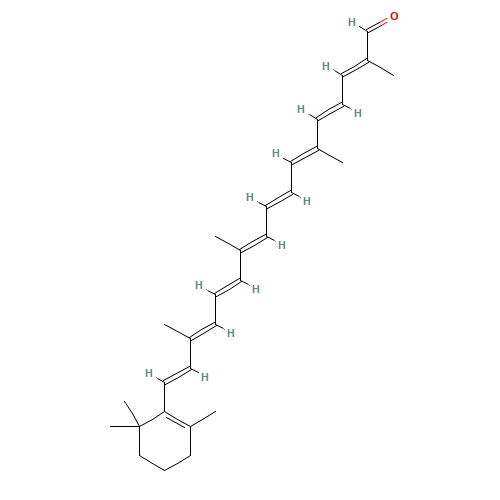 (2E,4E,6E,8E,10E,12E,14E,16E)-2,6,11,15-tetramethyl-17-(2,6,6-trimethylcyclohexen-1-yl)heptadeca-2,4,6,8,10,12,14,16-octaenal (CAS: 1107-26-2) - Related Chemical Product