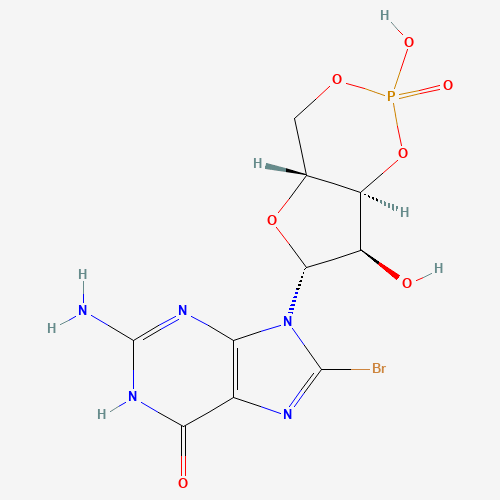 9-[(4aR,6R,7R,7aS)-2,7-dihydroxy-2-oxo-4a,6,7,7a-tetrahydro-4H-furo[3,2-d][1,3,2]dioxaphosphinin-6-yl]-2-amino-8-bromo-3H-purin-6-one (CAS: 31356-94-2) - Chemical Structure and Molecular Formula 