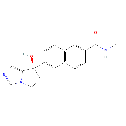 6-[(7S)-7-hydroxy-5,6-dihydropyrrolo[1,2-c]imidazol-7-yl]-N-methylnaphthalene-2-carboxamide (CAS: 566939-85-3) - Chemical Structure and Molecular Formula 