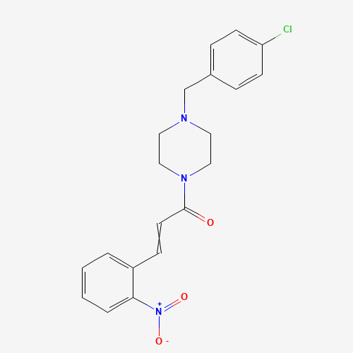 (E)-1-[4-[(4-chlorophenyl)methyl]piperazin-1-yl]-3-(2-nitrophenyl)prop-2-en-1-one (CAS: 960356-21-2) - Chemical Structure and Molecular Formula 