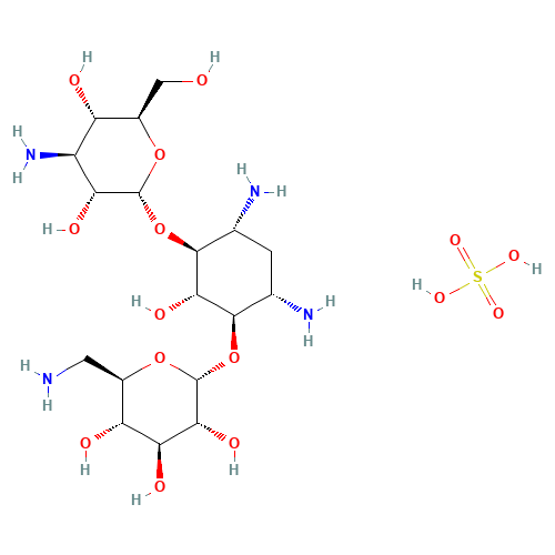 (2R,3S,4S,5R,6R)-2-(aminomethyl)-6-[(1R,2R,3S,4R,6S)-4,6-diamino-3-[(2S,3R,4S,5S,6R)-4-amino-3,5-dihydroxy-6-(hydroxymethyl)oxan-2-yl]oxy-2-hydroxycyclohexyl]oxyoxane-3,4,5-triol;sulfuric acid (CAS: 133-92-6) - Related Chemical Product