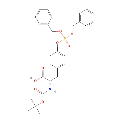 (2S)-3-[4-bis(phenylmethoxy)phosphoryloxyphenyl]-2-[(2-methylpropan-2-yl)oxycarbonylamino]propanoic acid (CAS: 92265-01-5) - Chemical Structure and Molecular Formula 