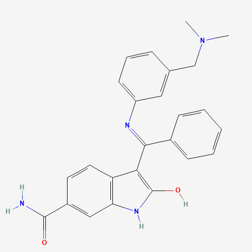 (3Z)-3-[[3-[(dimethylamino)methyl]anilino]-phenylmethylidene]-2-oxo-1H-indole-6-carboxamide (CAS: 334949-59-6) - Chemical Structure and Molecular Formula 