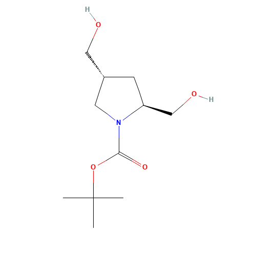 tert-butyl (2S,4R)-2,4-bis(hydroxymethyl)pyrrolidine-1-carboxylate (CAS: 212266-75-6) - Chemical Structure and Molecular Formula 