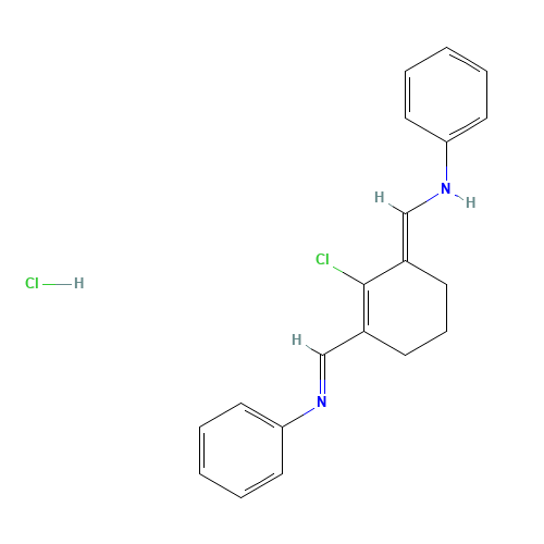 N-[(E)-[2-chloro-3-(phenyliminomethyl)cyclohex-2-en-1-ylidene]methyl]aniline;hydrochloride (CAS: 63857-00-1) - Chemical Structure and Molecular Formula 