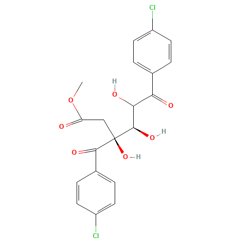 methyl (3S,4R)-3-(4-chlorobenzoyl)-6-(4-chlorophenyl)-3,4,5-trihydroxy-6-oxohexanoate (CAS: 99886-53-0) - Chemical Structure and Molecular Formula 
