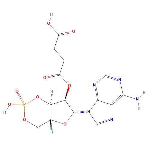 4-[[(4aR,6R,7R,7aR)-6-(6-aminopurin-9-yl)-2-hydroxy-2-oxo-4a,6,7,7a-tetrahydro-4H-furo[3,2-d][1,3,2]dioxaphosphinin-7-yl]oxy]-4-oxobutanoic acid (CAS: 36940-87-1) - Chemical Structure and Molecular Formula 