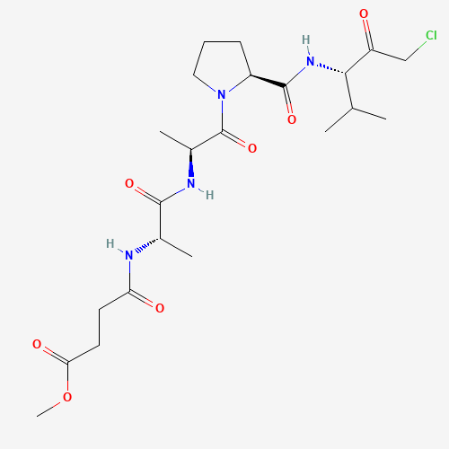 methyl 4-[[(2S)-1-[[(2S)-1-[(2S)-2-[[(3S)-1-chloro-4-methyl-2-oxopentan-3-yl]carbamoyl]pyrrolidin-1-yl]-1-oxopropan-2-yl]amino]-1-oxopropan-2-yl]amino]-4-oxobutanoate (CAS: 65144-34-5) - Chemical Structure and Molecular Formula 