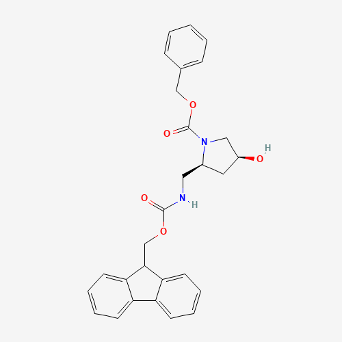 benzyl (2S,4S)-2-[(9H-fluoren-9-ylmethoxycarbonylamino)methyl]-4-hydroxypyrrolidine-1-carboxylate (CAS: 1234908-56-5) - Chemical Structure and Molecular Formula 