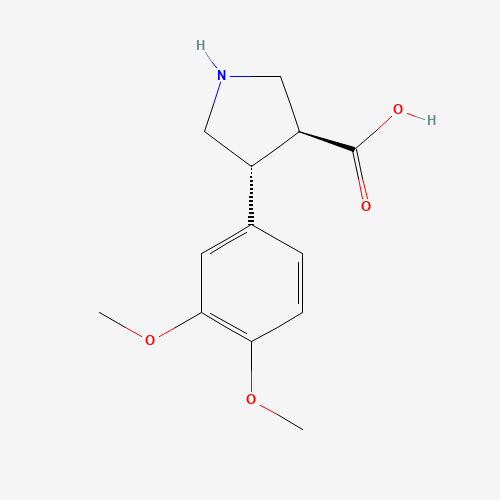 (3S,4R)-4-(3,4-dimethoxyphenyl)pyrrolidine-3-carboxylic acid (CAS: 1049980-11-1) - Chemical Structure and Molecular Formula 