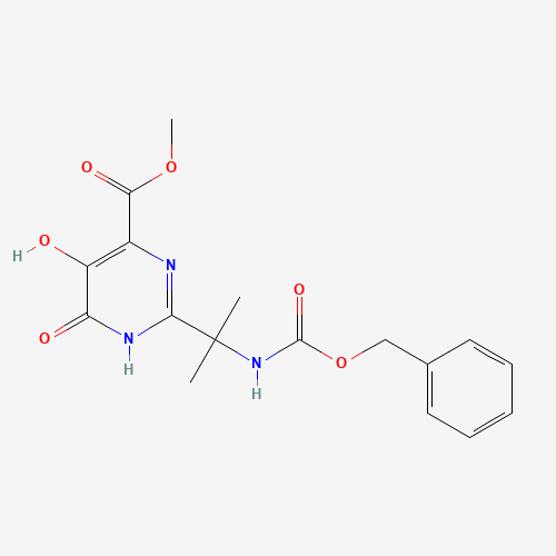 methyl 2-[1,1,1,3,3,3-hexadeuterio-2-(phenylmethoxycarbonylamino)propan-2-yl]-5-hydroxy-4-oxo-1H-pyrimidine-6-carboxylate (CAS: 1100750-73-9) - Chemical Structure and Molecular Formula 