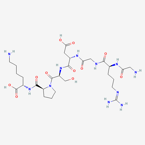 (2S)-6-amino-2-[[(2S)-1-[(2S)-2-[[(2S)-2-[[2-[[(2S)-2-[(2-aminoacetyl)amino]-5-(diaminomethylideneamino)pentanoyl]amino]acetyl]amino]-3-carboxypropanoyl]amino]-3-hydroxypropanoyl]pyrrolidine-2-carbonyl]amino]hexanoic acid (CAS: 111119-28-9) - Chemical Structure and Molecular Formula 
