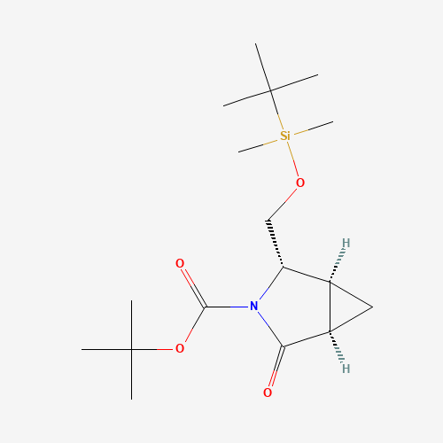 tert-butyl (1R,4S,5S)-4-[[tert-butyl(dimethyl)silyl]oxymethyl]-2-oxo-3-azabicyclo[3.1.0]hexane-3-carboxylate (CAS: 220623-07-4) - Chemical Structure and Molecular Formula 