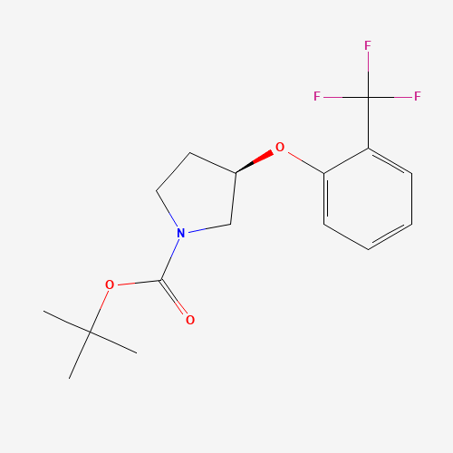 tert-butyl (3R)-3-[2-(trifluoromethyl)phenoxy]pyrrolidine-1-carboxylate (CAS: 960491-88-7) - Chemical Structure and Molecular Formula 