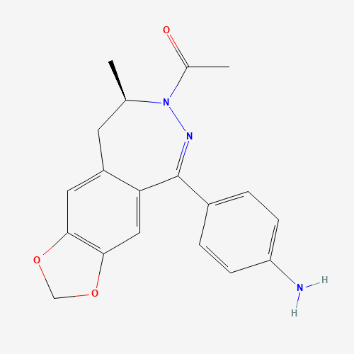 1-[(8R)-5-(4-aminophenyl)-8-methyl-8,9-dihydro-[1,3]dioxolo[4,5-h][2,3]benzodiazepin-7-yl]ethanone (CAS: 161832-65-1) - Chemical Structure and Molecular Formula 