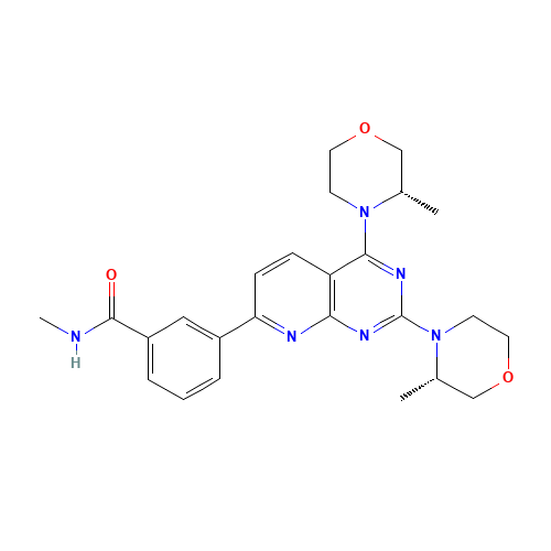 3-[2,4-bis[(3S)-3-methylmorpholin-4-yl]pyrido[2,3-d]pyrimidin-7-yl]-N-methylbenzamide (CAS: 1009298-59-2) - Chemical Structure and Molecular Formula 