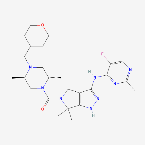 [(2S,5R)-2,5-dimethyl-4-(oxan-4-ylmethyl)piperazin-1-yl]-[3-[(5-fluoro-2-methylpyrimidin-4-yl)amino]-6,6-dimethyl-1,4-dihydropyrrolo[3,4-c]pyrazol-5-yl]methanone (CAS: 1046787-18-1) - Related Chemical Product