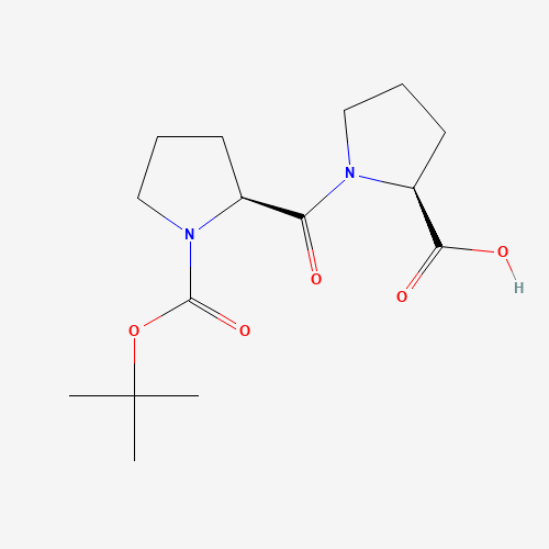 (2S)-1-[(2S)-1-[(2-methylpropan-2-yl)oxycarbonyl]pyrrolidine-2-carbonyl]pyrrolidine-2-carboxylic acid (CAS: 15401-08-8) - Chemical Structure and Molecular Formula 