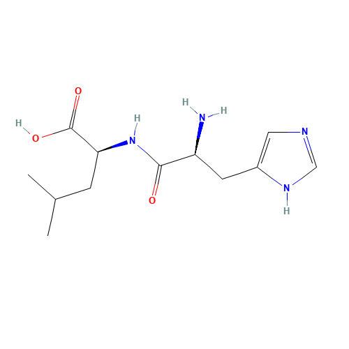(2S)-2-[[(2S)-2-amino-3-(1H-imidazol-5-yl)propanoyl]amino]-4-methylpentanoic acid (CAS: 7763-65-7) - Chemical Structure and Molecular Formula 