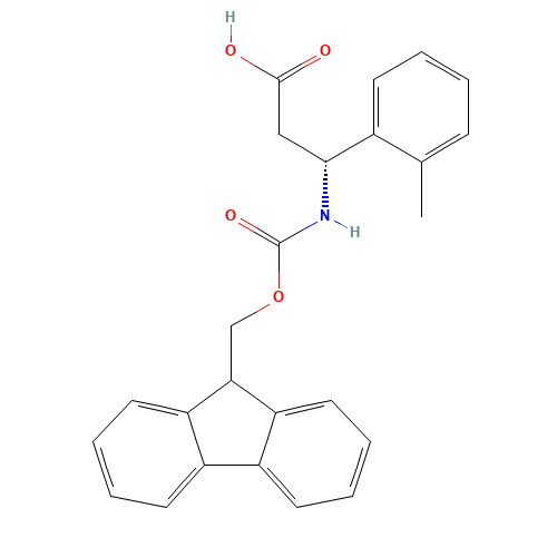(3R)-3-(9H-fluoren-9-ylmethoxycarbonylamino)-3-(2-methylphenyl)propanoic acid (CAS: 507472-27-7) - Chemical Structure and Molecular Formula 
