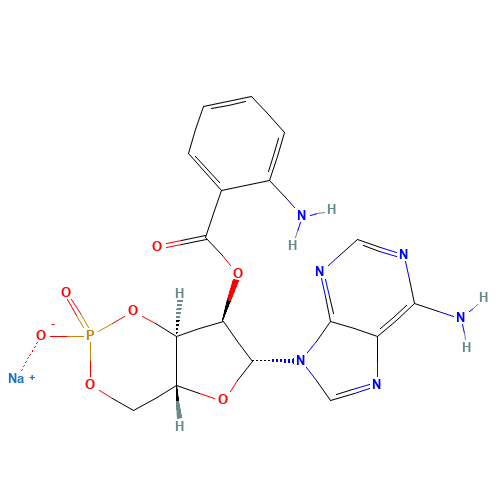 sodium;[(4aR,6R,7R,7aR)-6-(6-aminopurin-9-yl)-2-oxido-2-oxo-4a,6,7,7a-tetrahydro-4H-furo[3,2-d][1,3,2]dioxaphosphinin-7-yl] 2-aminobenzoate (CAS: 142702-29-2) - Related Chemical Product