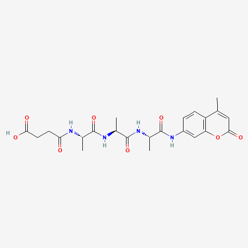 4-[[(2S)-1-[[(2S)-1-[[(2S)-1-[(4-methyl-2-oxochromen-7-yl)amino]-1-oxopropan-2-yl]amino]-1-oxopropan-2-yl]amino]-1-oxopropan-2-yl]amino]-4-oxobutanoic acid (CAS: 73617-90-0) - Chemical Structure and Molecular Formula 