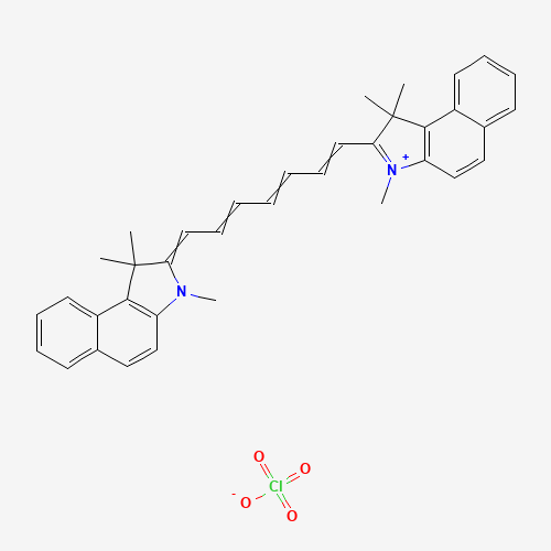 (2E)-1,1,3-trimethyl-2-[(2E,4E,6E)-7-(1,1,3-trimethylbenzo[e]indol-3-ium-2-yl)hepta-2,4,6-trienylidene]benzo[e]indole;perchlorate (CAS: 23178-67-8) - Chemical Structure and Molecular Formula 