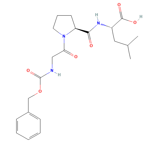 (2S)-4-methyl-2-[[(2S)-1-[2-(phenylmethoxycarbonylamino)acetyl]pyrrolidine-2-carbonyl]amino]pentanoic acid (CAS: 2646-63-1) - Chemical Structure and Molecular Formula 