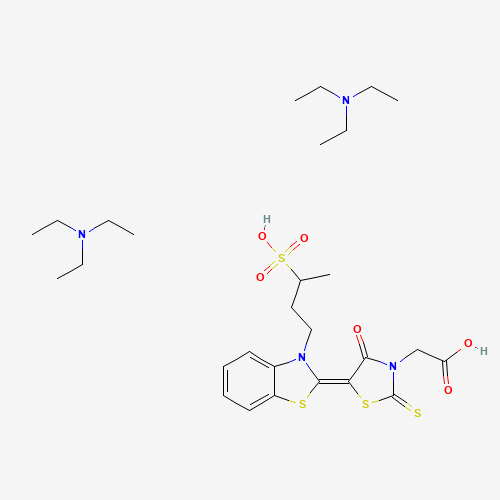 N,N-diethylethanamine;2-[(5Z)-4-oxo-2-sulfanylidene-5-[3-(3-sulfobutyl)-1,3-benzothiazol-2-ylidene]-1,3-thiazolidin-3-yl]acetic acid (CAS: 99749-49-2) - Chemical Structure and Molecular Formula 