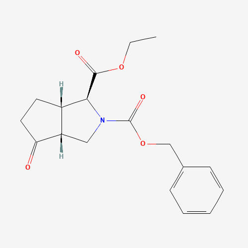 2-O-benzyl 3-O-ethyl (3S,3aS,6aR)-6-oxo-1,3,3a,4,5,6a-hexahydrocyclopenta[c]pyrrole-2,3-dicarboxylate (CAS: 402958-21-8) - Chemical Structure and Molecular Formula 