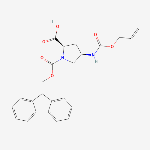 (2R,4R)-1-(9H-fluoren-9-ylmethoxycarbonyl)-4-(prop-2-enoxycarbonylamino)pyrrolidine-2-carboxylic acid (CAS: 273222-05-2) - Chemical Structure and Molecular Formula 
