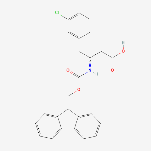 (3R)-4-(3-chlorophenyl)-3-(9H-fluoren-9-ylmethoxycarbonylamino)butanoic acid (CAS: 331763-57-6) - Chemical Structure and Molecular Formula 