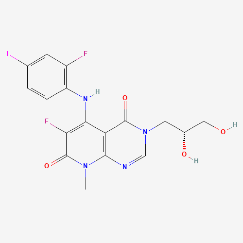 3-[(2R)-2,3-dihydroxypropyl]-6-fluoro-5-(2-fluoro-4-iodoanilino)-8-methylpyrido[2,3-d]pyrimidine-4,7-dione (CAS: 1035555-63-5) - Related Chemical Product