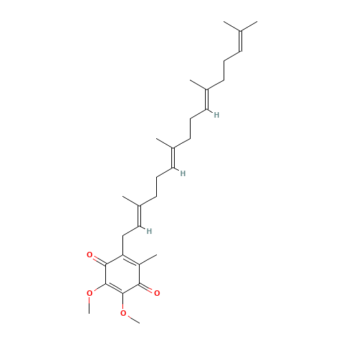2,3-dimethoxy-5-methyl-6-[(2E,6E,10E)-3,7,11,15-tetramethylhexadeca-2,6,10,14-tetraenyl]cyclohexa-2,5-diene-1,4-dione (CAS: 4370-62-1) - Chemical Structure and Molecular Formula 