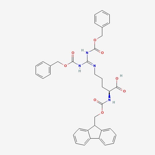 (2S)-5-[bis(phenylmethoxycarbonylamino)methylideneamino]-2-(9H-fluoren-9-ylmethoxycarbonylamino)pentanoic acid (CAS: 207857-35-0) - Chemical Structure and Molecular Formula 
