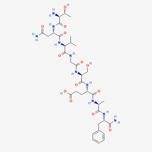 (4S)-4-[[(2S)-2-[[2-[[(2S)-2-[[(2S)-4-amino-2-[[(2S,3R)-2-amino-3-hydroxybutanoyl]amino]-4-oxobutanoyl]amino]-3-methylbutanoyl]amino]acetyl]amino]-3-hydroxypropanoyl]amino]-5-[[(2S)-1-[[(2S)-1-amino-1-oxo-3-phenylpropan-2-yl]amino]-1-oxopropan-2-yl]amino] (CAS: 132917-49-8) - Chemical Structure and Molecular Formula 