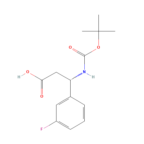 (3S)-3-(3-fluorophenyl)-3-[(2-methylpropan-2-yl)oxycarbonylamino]propanoic acid (CAS: 500770-72-9) - Chemical Structure and Molecular Formula 