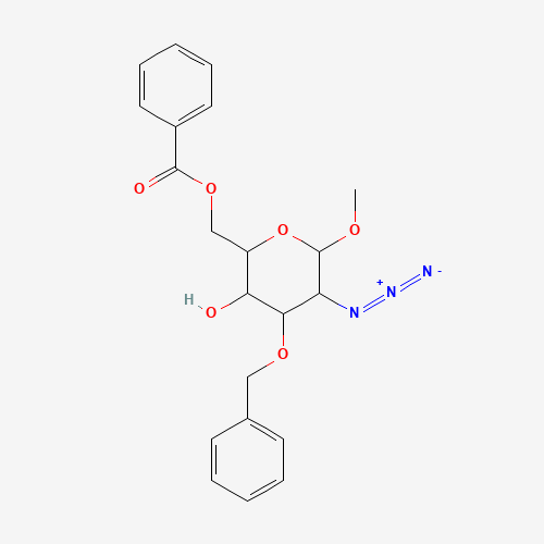 [(2R,3S,4R,5R,6S)-5-azido-3-hydroxy-6-methoxy-4-phenylmethoxyoxan-2-yl]methyl benzoate (CAS: 501088-17-1) - Chemical Structure and Molecular Formula 