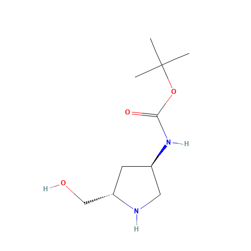 tert-butyl N-[(3R,5S)-5-(hydroxymethyl)pyrrolidin-3-yl]carbamate (CAS: 1217975-63-7) - Chemical Structure and Molecular Formula 