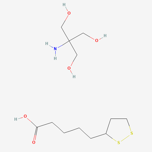2-amino-2-(hydroxymethyl)propane-1,3-diol;5-[(3R)-dithiolan-3-yl]pentanoic acid (CAS: 14358-90-8) - Chemical Structure and Molecular Formula 