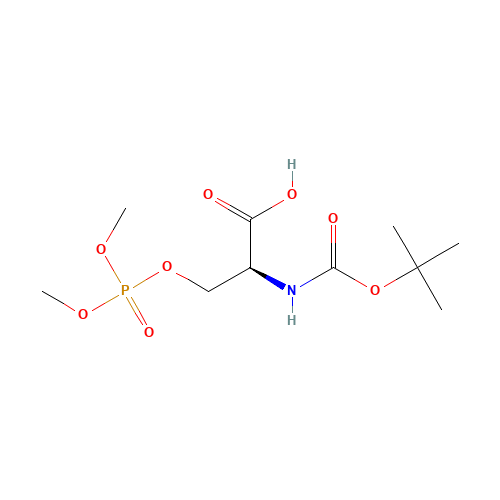(2S)-3-dimethoxyphosphoryloxy-2-[(2-methylpropan-2-yl)oxycarbonylamino]propanoic acid (CAS: 109539-01-7) - Chemical Structure and Molecular Formula 