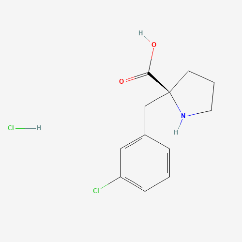 (2S)-2-[(3-chlorophenyl)methyl]pyrrolidine-2-carboxylic acid;hydrochloride (CAS: 1217822-94-0) - Chemical Structure and Molecular Formula 