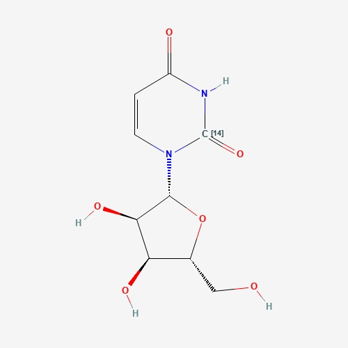1-[(2R,3R,4S,5R)-3,4-dihydroxy-5-(hydroxymethyl)oxolan-2-yl]pyrimidine-2,4-dione (CAS: 54-23-9) - Chemical Structure and Molecular Formula 