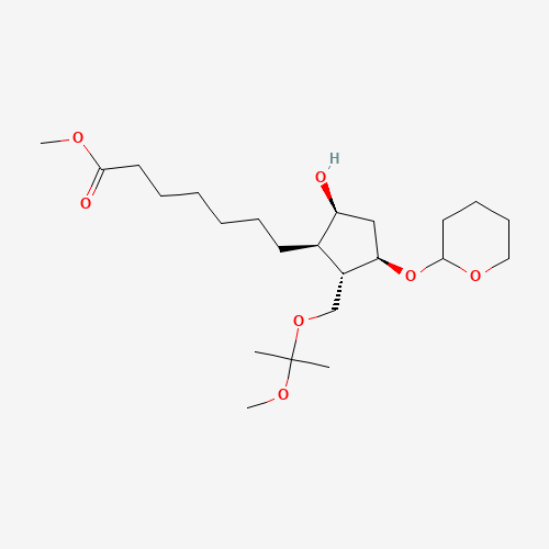 methyl 7-[(1R,2S,3R,5S)-5-hydroxy-2-(2-methoxypropan-2-yloxymethyl)-3-(oxan-2-yloxy)cyclopentyl]heptanoate (CAS: 69810-10-2) - Chemical Structure and Molecular Formula 