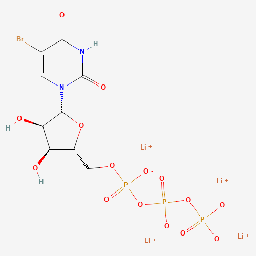 tetralithium;[[[(2R,3S,4R,5R)-5-(5-bromo-2,4-dioxopyrimidin-1-yl)-3,4-dihydroxyoxolan-2-yl]methoxy-oxidophosphoryl]oxy-oxidophosphoryl] phosphate (CAS: 93882-11-2) - Chemical Structure and Molecular Formula 