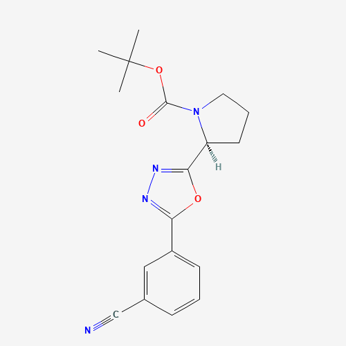 tert-butyl (2S)-2-[5-(3-cyanophenyl)-1,3,4-oxadiazol-2-yl]pyrrolidine-1-carboxylate (CAS: 1260605-21-7) - Chemical Structure and Molecular Formula 