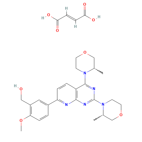 [5-[2,4-bis[(3S)-3-methylmorpholin-4-yl]pyrido[2,3-d]pyrimidin-7-yl]-2-methoxyphenyl]methanol;(E)-but-2-enedioic acid (CAS: 1201799-05-4) - Chemical Structure and Molecular Formula 