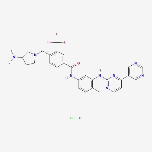 4-[[(3S)-3-(dimethylamino)pyrrolidin-1-yl]methyl]-N-[4-methyl-3-[(4-pyrimidin-5-ylpyrimidin-2-yl)amino]phenyl]-3-(trifluoromethyl)benzamide;hydrochloride (CAS: 859212-17-2) - Chemical Structure and Molecular Formula 